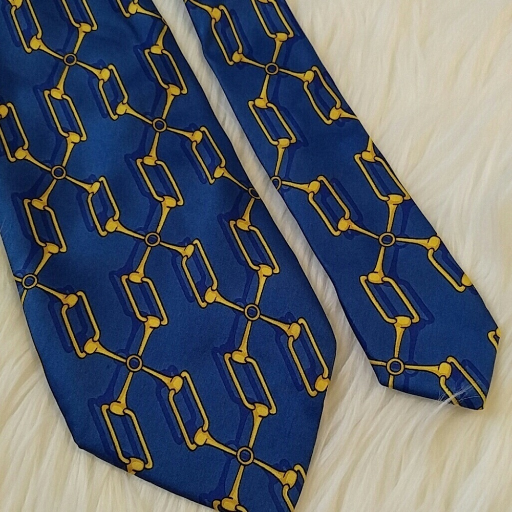 Simon's Blue Gold Bridle But Tie Silk. 60"